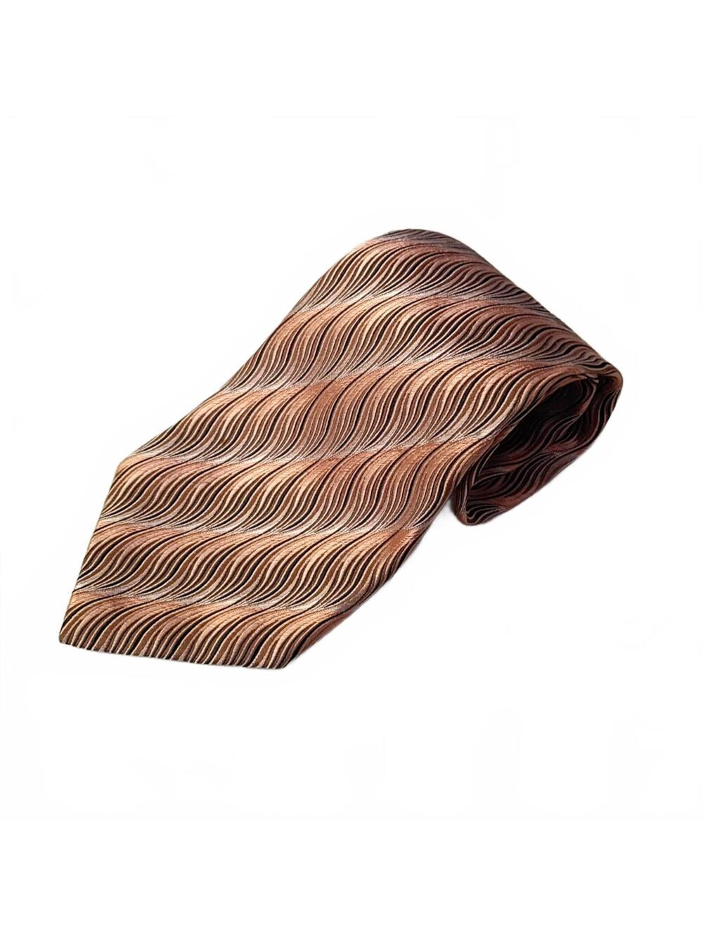 Dona Brown Textured Wave Pattern Men's Tie
